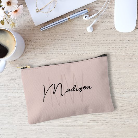 Moderne Monogram Naam Script Roze Roos Etui