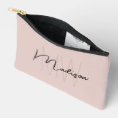 Moderne Monogram Naam Script Roze Roos Etui (Open)