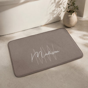 Moderne Monogram Naam Script Taupe Badmat