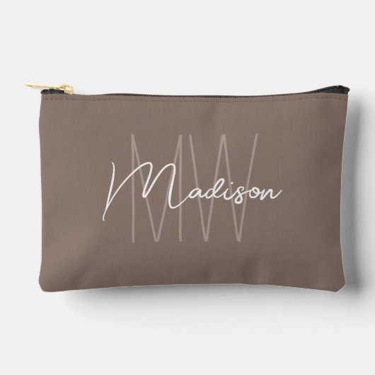 Moderne Monogram Naam Script Taupe Etui (Voorkant)