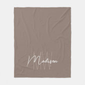 Moderne Monogram Naam Script Taupe Fleece Deken (Voorkant)