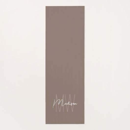 Moderne Monogram Naam Script Taupe Yogamat (Achterkant)