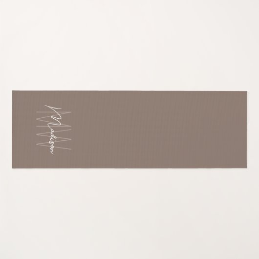 Moderne Monogram Naam Script Taupe Yogamat (Voorkant (horizontaal))