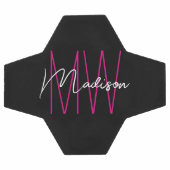 Moderne Monogram Naam Script Zwart Roze Voetbal (Enkel)