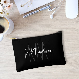 Moderne Monogram Naam Script Zwart Wit Etui