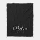 Moderne Monogram Naam Script Zwart Wit Fleece Deken (Voorkant)