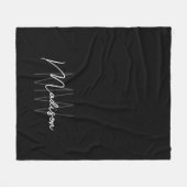 Moderne Monogram Naam Script Zwart Wit Fleece Deken (Voorkant (Horizontaal))