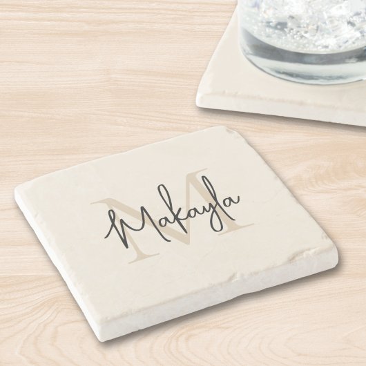 Moderne Monogram Naam Stenen Onderzetter