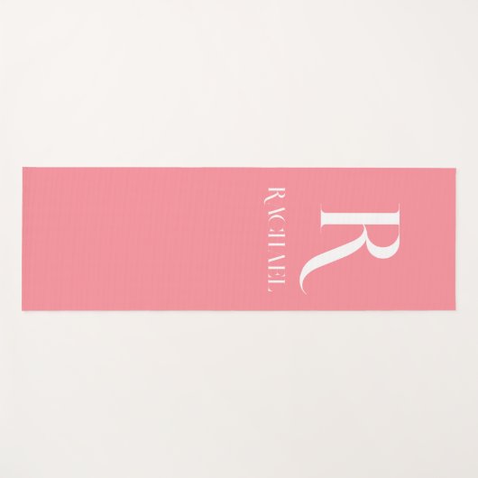 Moderne Monogram Naam Stijlvol Roze Yogamat (Voorkant (horizontaal))