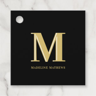 Moderne monogram naam typografie goud zwart bedankjes labels