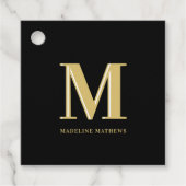 Moderne monogram naam typografie goud zwart bedankjes labels (Voorkant)
