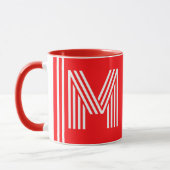 Moderne Monogram & Naam | Unieke Rode Keramische K Mok (Links)