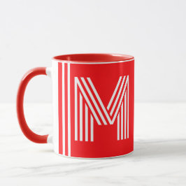 Moderne Monogram & Naam | Unieke Rode Keramische K Mok