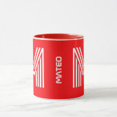 Moderne Monogram & Naam | Unieke Rode Keramische K Mok (Midden)