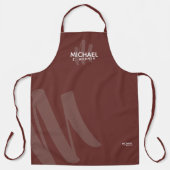 Moderne Monogram naam vuurvaste baksteen roodachti Schort (Voorkant)