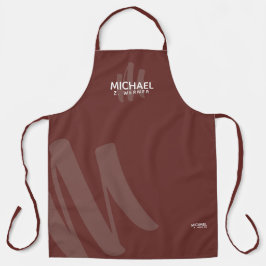 Moderne Monogram naam vuurvaste baksteen roodachti Schort