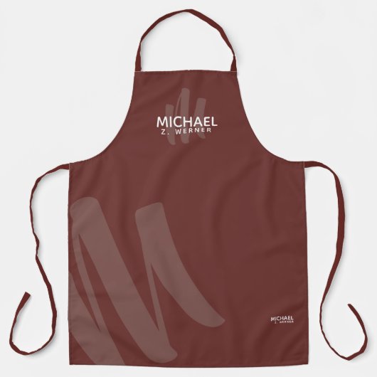 Moderne Monogram naam vuurvaste baksteen roodachti Schort (Voorkant)