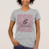 Moderne monogram naam Waterverf Roze gele vlekken T-shirt (Voorkant)