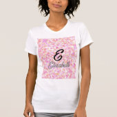 Moderne monogram naam Waterverf Roze gele vlekken T-shirt (Voorkant)