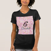 Moderne monogram naam Waterverf Roze gele vlekken T-shirt (Voorkant)