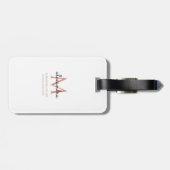 Moderne Monogram Naam Wit Blush Roze Zwart Eenvoud Bagagelabel (Achterkant horizontaal)