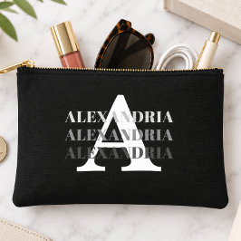 Moderne Monogram Naam Zwart Grijs Etui