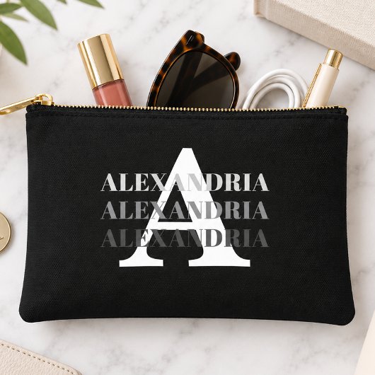 Moderne Monogram Naam Zwart Grijs Etui