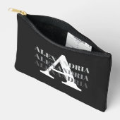 Moderne Monogram Naam Zwart Grijs Etui (Open)
