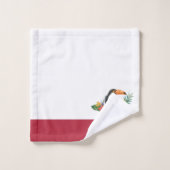 Moderne monogram naam zwart, kleurrijk toucan Red Bad Handdoek (Wasdoekje)