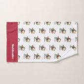 Moderne monogram naam zwart, kleurrijk toucan Red Bad Handdoek (Handdoek)