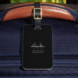 Moderne Monogram Naam Zwart-Wit Eenvoudig Bagagelabel