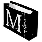 Moderne monogram naam zwart wit script groot cadeauzakje (Voorkant Gekanteld)