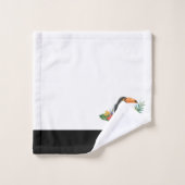 Moderne monogram naam zwarte kleurrijke toucan bad handdoek (Wasdoekje)