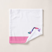 Moderne monogram Naam Zwarte Roze Flamingo Bathroo Bad Handdoek (Wasdoekje)