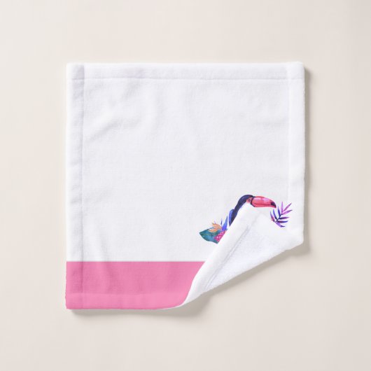 Moderne monogram Naam Zwarte Roze Flamingo Bathroo Bad Handdoek (Wasdoekje)