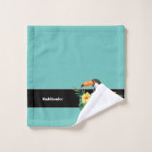 Moderne monogram naam zwarte toucan Bathroom Bad Handdoek (Wasdoekje)