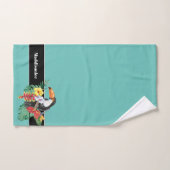 Moderne monogram naam zwarte toucan Bathroom Bad Handdoek (Handdoek)