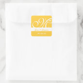 Moderne Monogram Namen Datum Bruiloft Favor Sticke Vierkante Sticker (Tas)