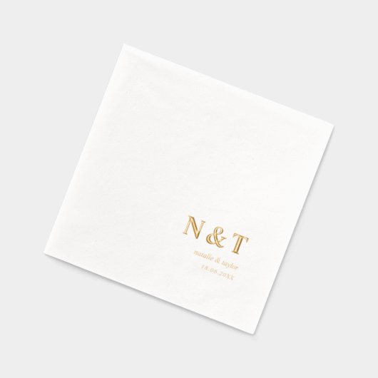 Moderne Monogram Namen & Datum Huwelijk Folie Servetten (Links)