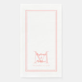 Moderne monogram namen datum koraal diner servet (Voorkant)