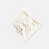 Moderne Monogram Namen Goud Marmer Trouwpapier Servet (Hoek)