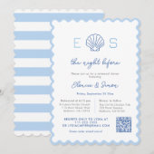 Moderne Monogram Nautische Huwelijksrepetitie Dine Kaart (Voorkant / Achterkant)