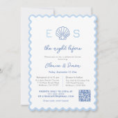 Moderne Monogram Nautische Huwelijksrepetitie Dine Kaart (Voorkant)