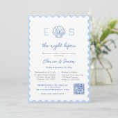 Moderne Monogram Nautische Huwelijksrepetitie Dine Kaart (Staand voorkant)