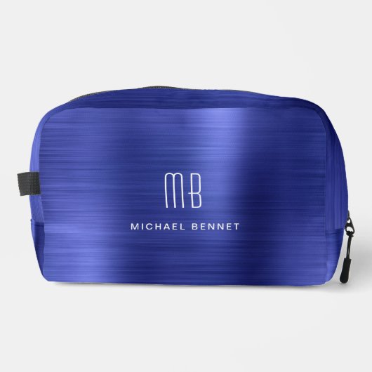 Moderne Monogram Navy Blauwe Toilettasje (Voorkant)