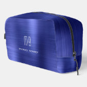 Moderne Monogram Navy Blauwe Toilettasje (Rechterhoek)
