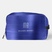 Moderne Monogram Navy Blauwe Toilettasje (Achterkant)