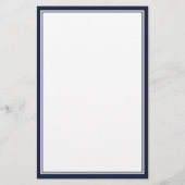 Moderne Monogram Navy Blauwe Witte Aangepaste Naam Briefpapier (Achterkant)