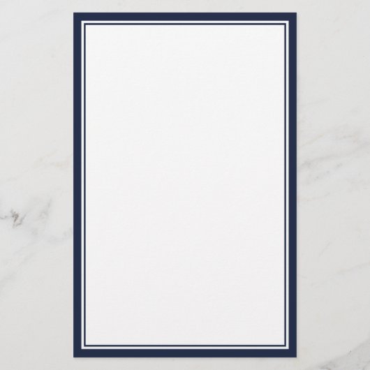 Moderne Monogram Navy Blauwe Witte Aangepaste Naam Briefpapier (Achterkant)