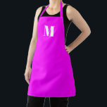 Moderne monogram neon magenta aangepaste initiaal  schort<br><div class="desc">Moderne monogram neon magenta roze gepersonaliseerd Schort van de letter van het aangepast initiaal.  witte tekst,  neon magenta roze effen vlakke achtergrond.</div>